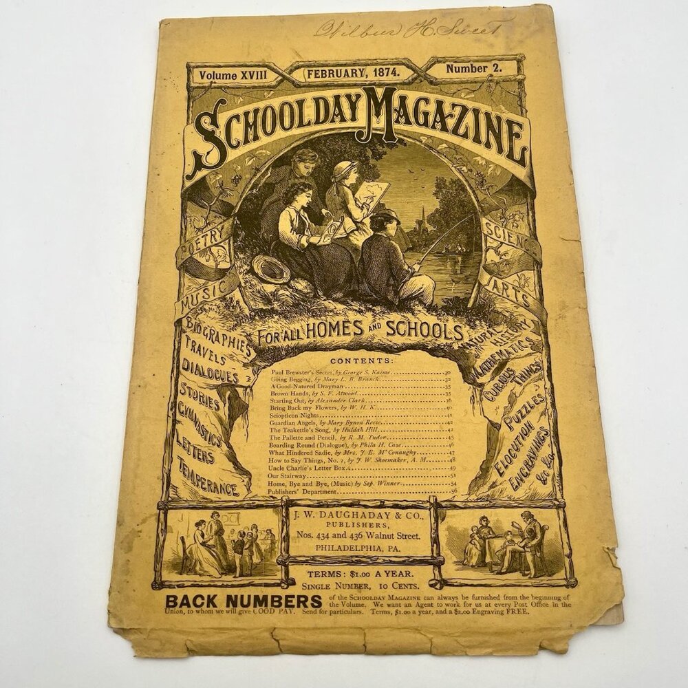 1874 Schoolday Magazine Illustrated Vol XVIII No 2 Antique Children’s Periodical